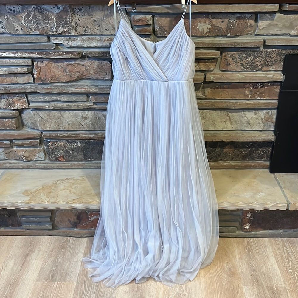 ASOS Light Gray Pleated Maxi Dress with Spaghetti Straps